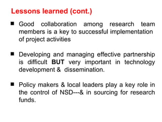 Napier Stunt and Smut Resistance Project: key achievements and outputs in Uganda