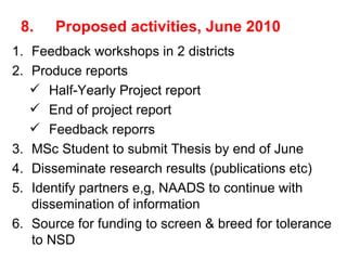 Napier Stunt and Smut Resistance Project: key achievements and outputs in Uganda