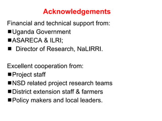 Napier Stunt and Smut Resistance Project: key achievements and outputs in Uganda