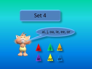 Set 4

      ai, j, oa, ie, ee, or



 ai        j     oa

 ie       ee     or
 