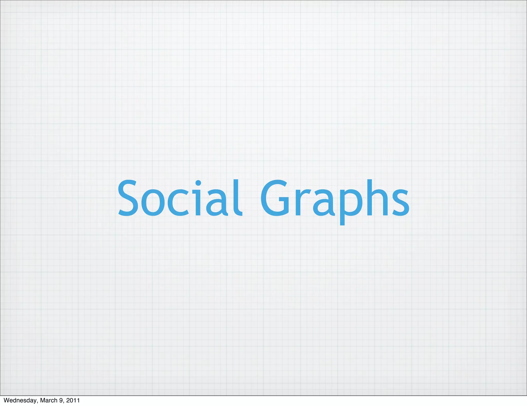 Social Graphs


Wednesday, March 9, 2011
 