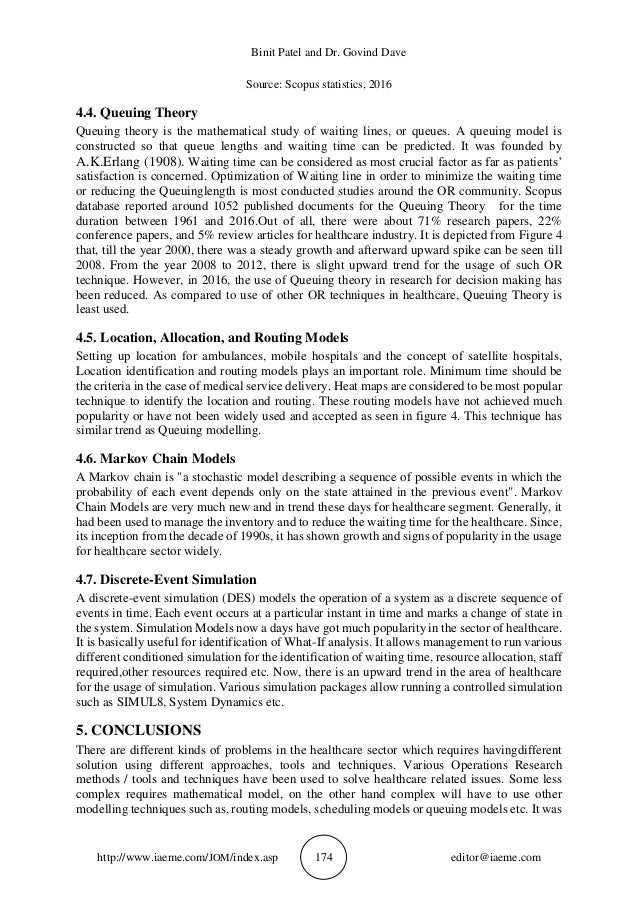 OPERATIONS RESEARCH TECHNIQUES AND ITS APPLICATION IN HEALTHCARE SER 
