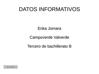 DATOS INFORMATIVOS
Erika Jomara
Campoverde Valverde
Tercero de bachillerato B
menu de opciones
 
