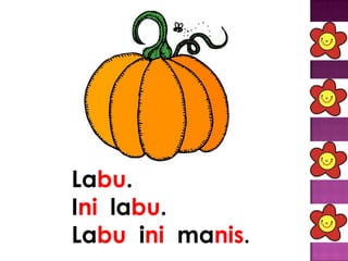 Labu.
Ini labu.
Labu ini manis.