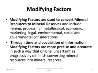 Review of The Joint Ore Reserves Committee (JORC) Code and Mining ...