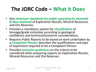 Review of The Joint Ore Reserves Committee (JORC) Code and Mining ...