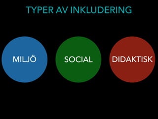 TYPER AV INKLUDERING
DIDAKTISKMILJÖ SOCIAL
 