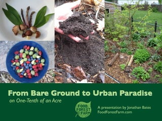 A presentation by Jonathan Bates
FoodForestFarm.com
From Bare Ground to Urban Paradise
on One-Tenth of an Acre
 