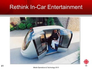 Media Operations & Technology 2013
Rethink In-Car Entertainment
41
 