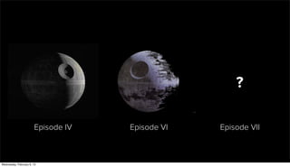 ?

                       Episode IV   Episode VI   Episode VII



Wednesday, February 6, 13
 