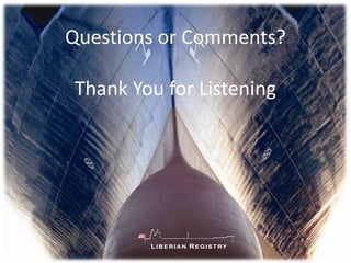 Questions or Comments?

Thank You for Listening
 