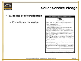 Seller Service Pledge 21 points of differentiation Commitment to service 