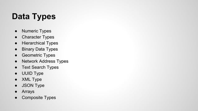 PostgreSQL - Object Relational Database | PPT