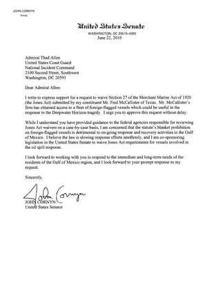 Jones Act Waiver Support Letter to nic Thad Allen 22 jun2010 final