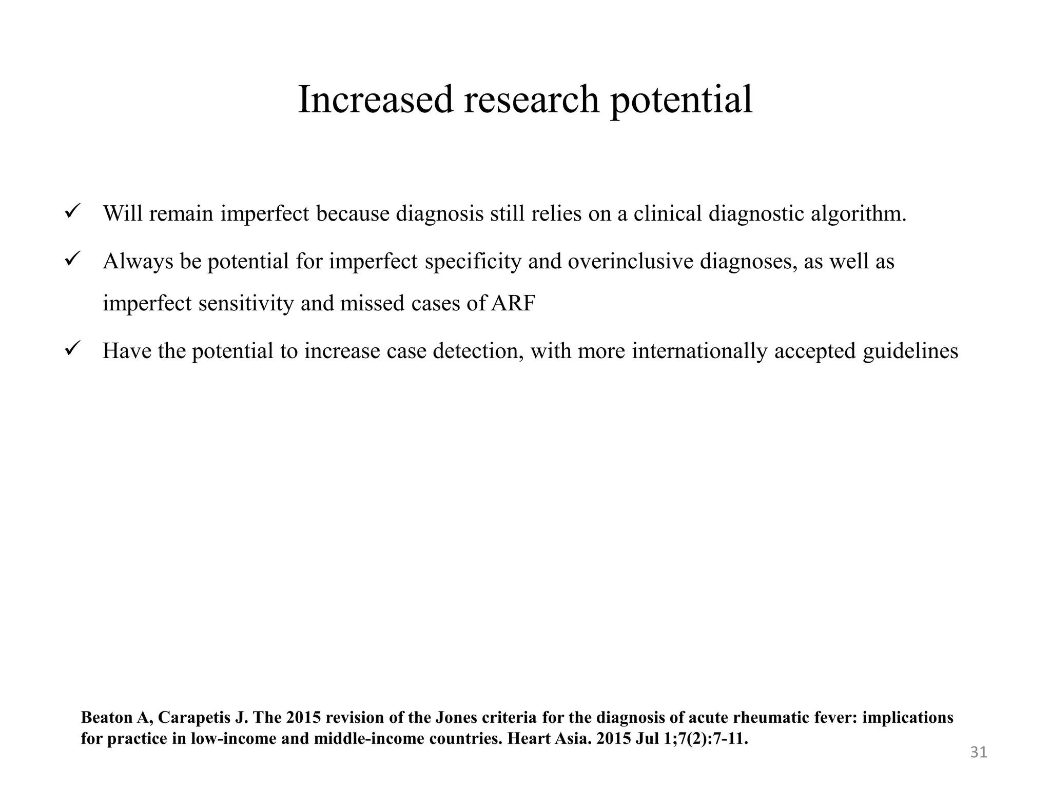 2015 Jones criteria for the diagnosis of rheumatic fever | PPTX