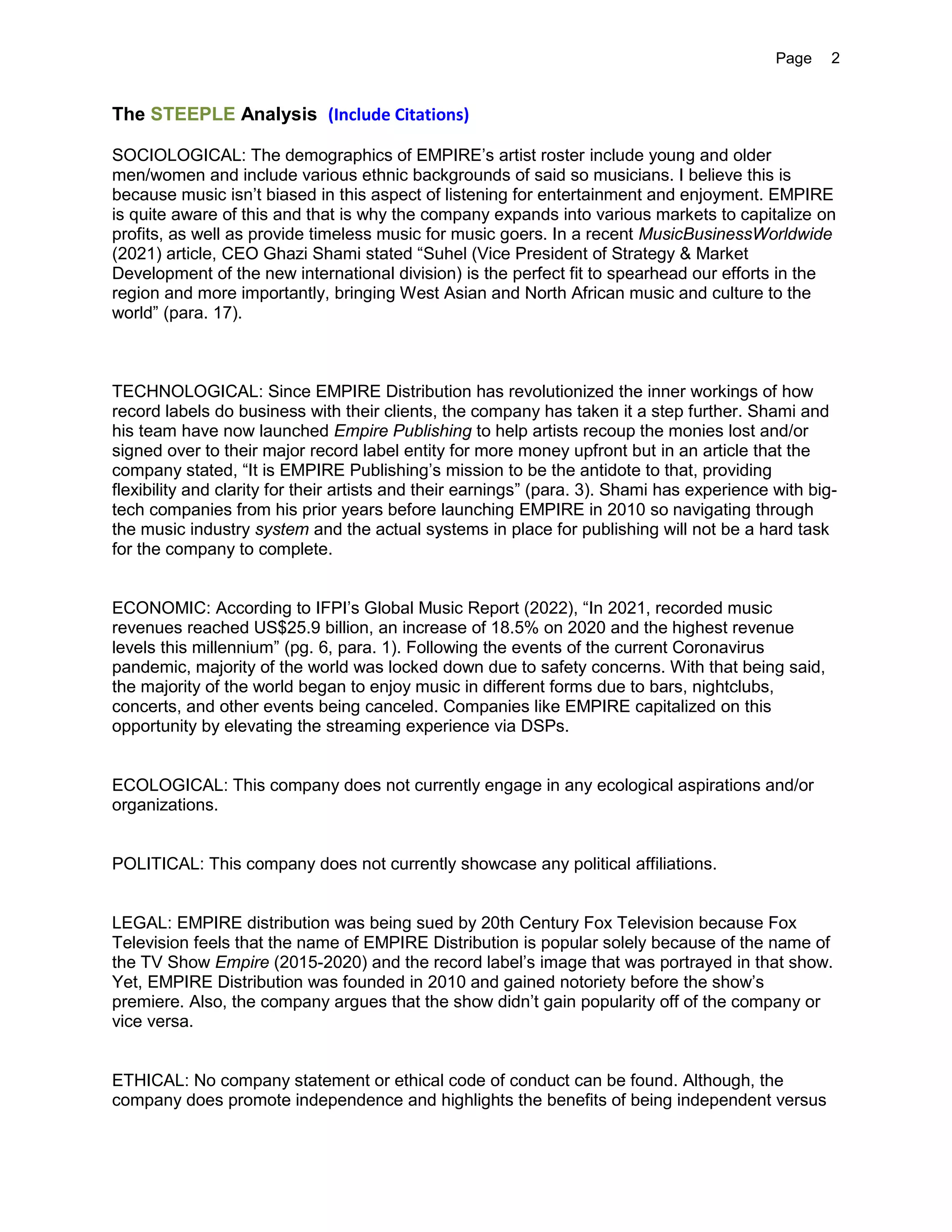 Environmental Analysis for EMPIRE | DOCX