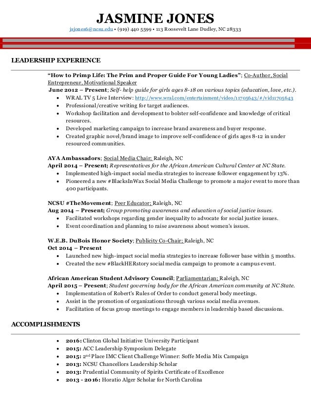 jones jasmine full resume
