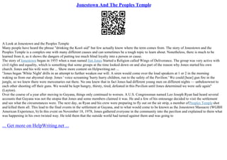 Jonesown Massacre And The Jonestown Massacre | PPT