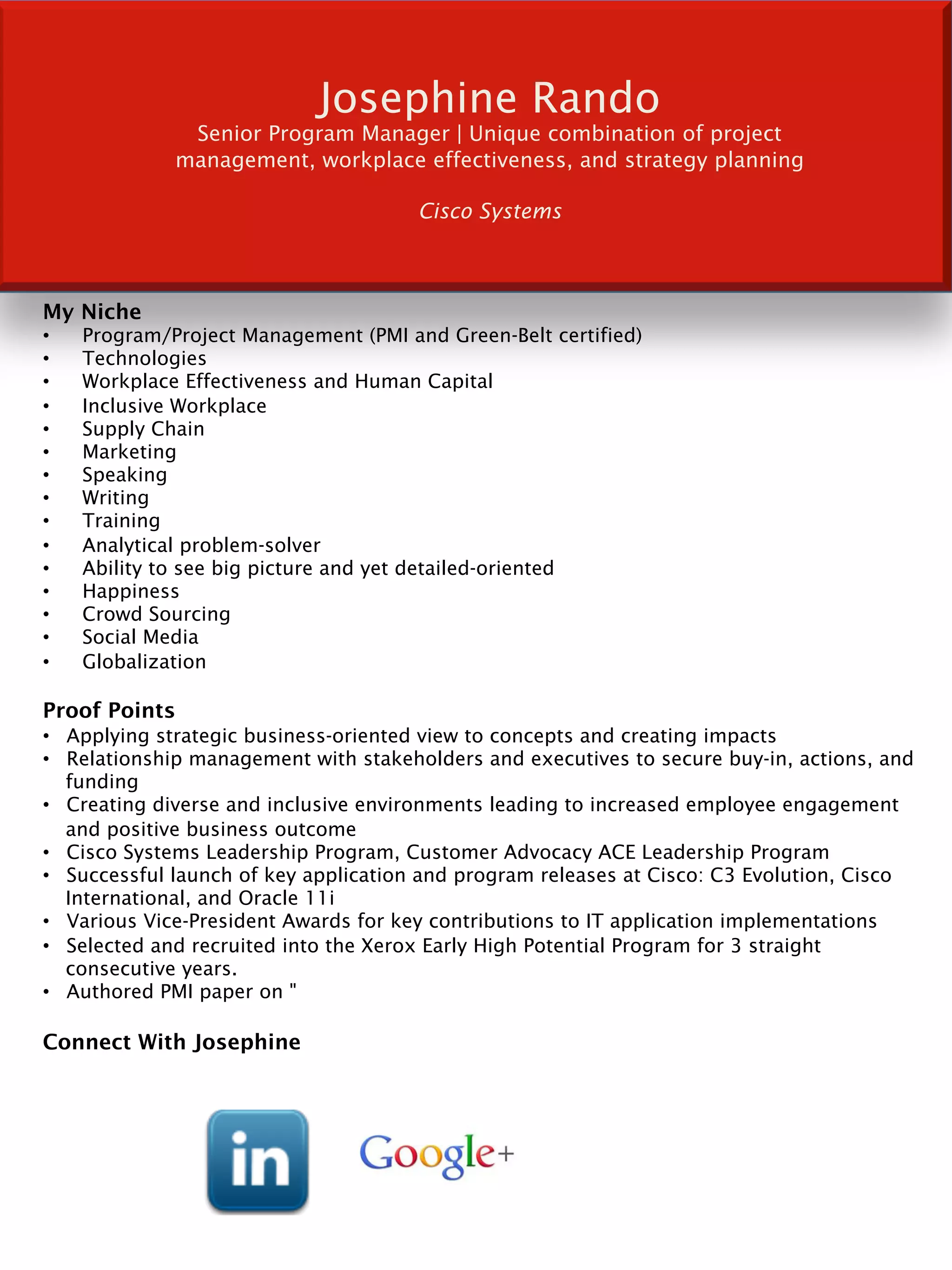 One-page profile | PDF