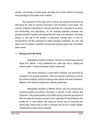 Computerized Grading System 2016 | DOCX