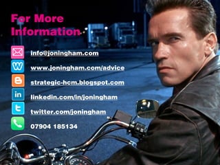 For More
Information
info@joningham.com
www.joningham.com/advice
strategic-hcm.blogspot.com
linkedin.com/in/joningham
twit...
