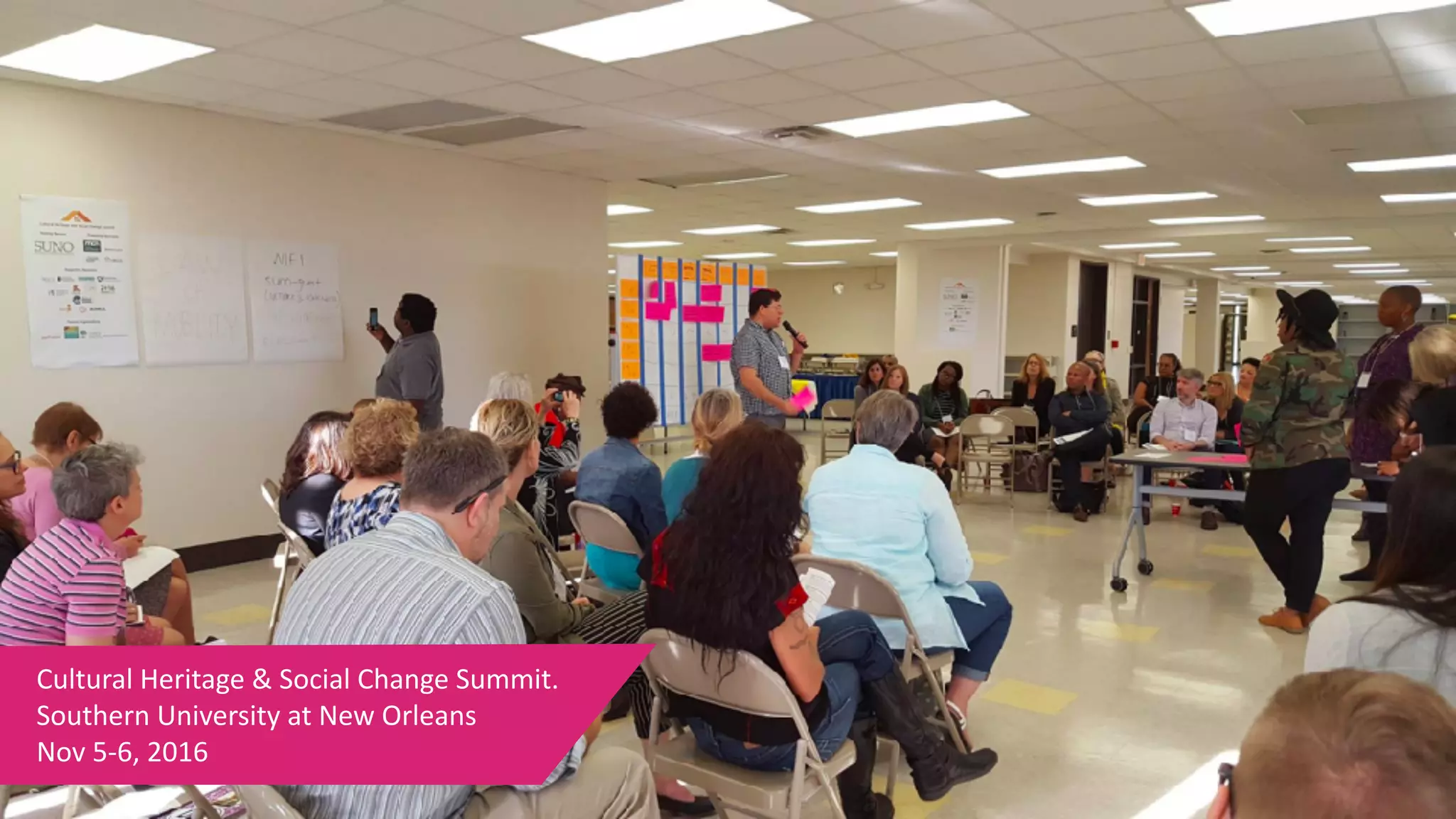 Cultural	Heritage	&	Social	Change	Summit.			
Southern	University	at	New	Orleans	
Nov	5-6,	2016
 