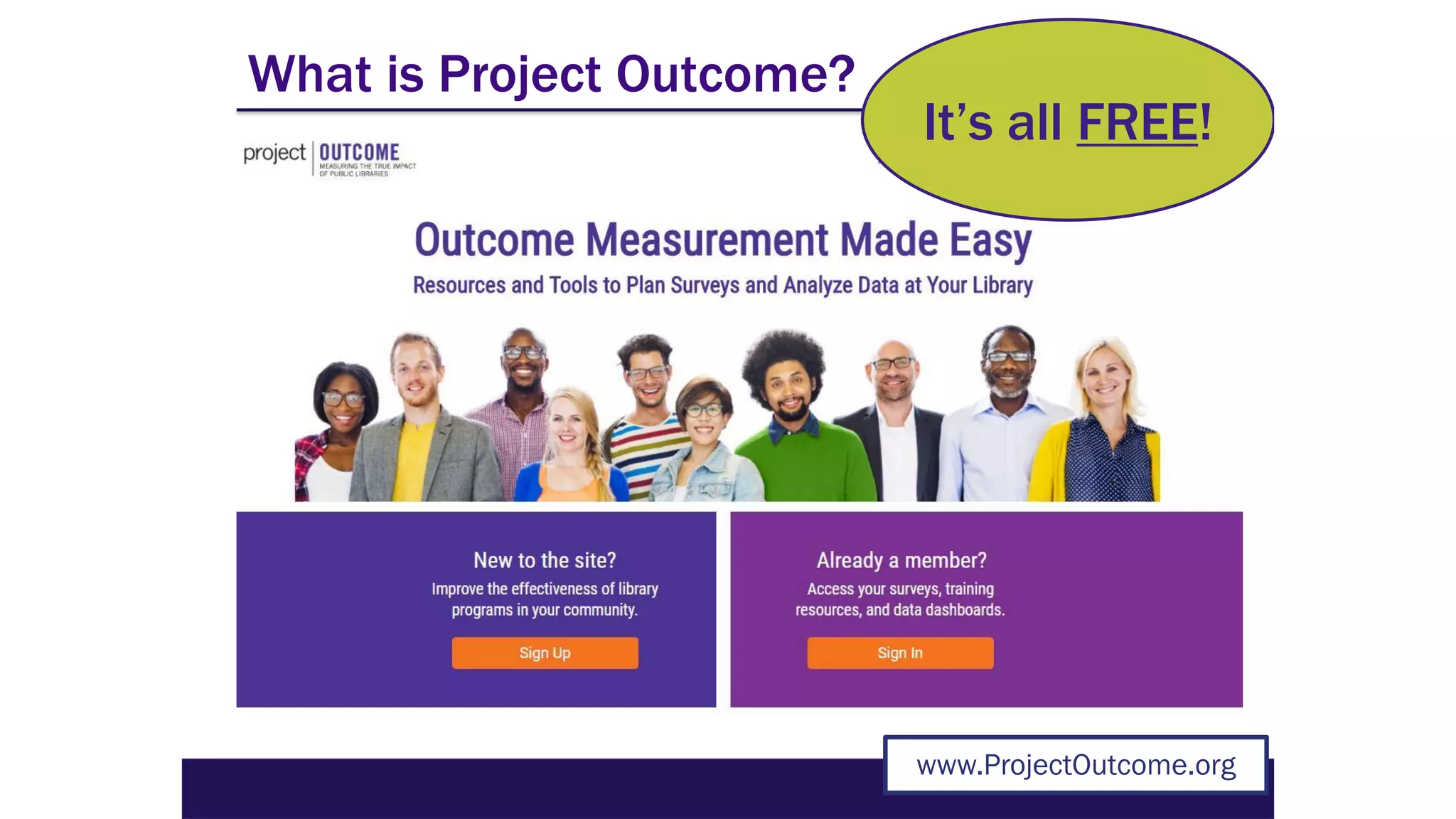 What is Project Outcome?
www.ProjectOutcome.org
It’s all FREE!
 