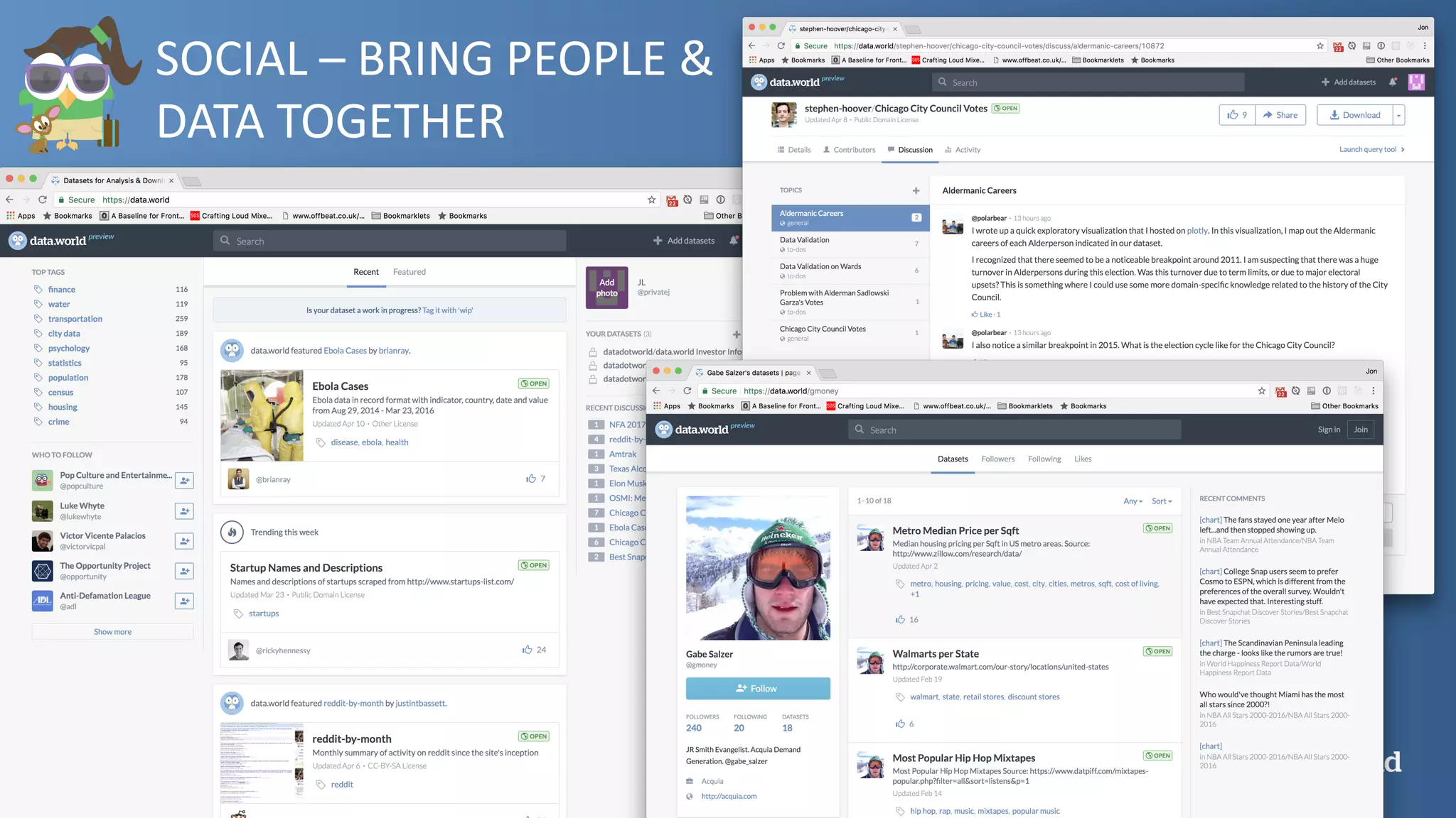 SOCIAL	– BRING	PEOPLE	&	
DATA	TOGETHER
 