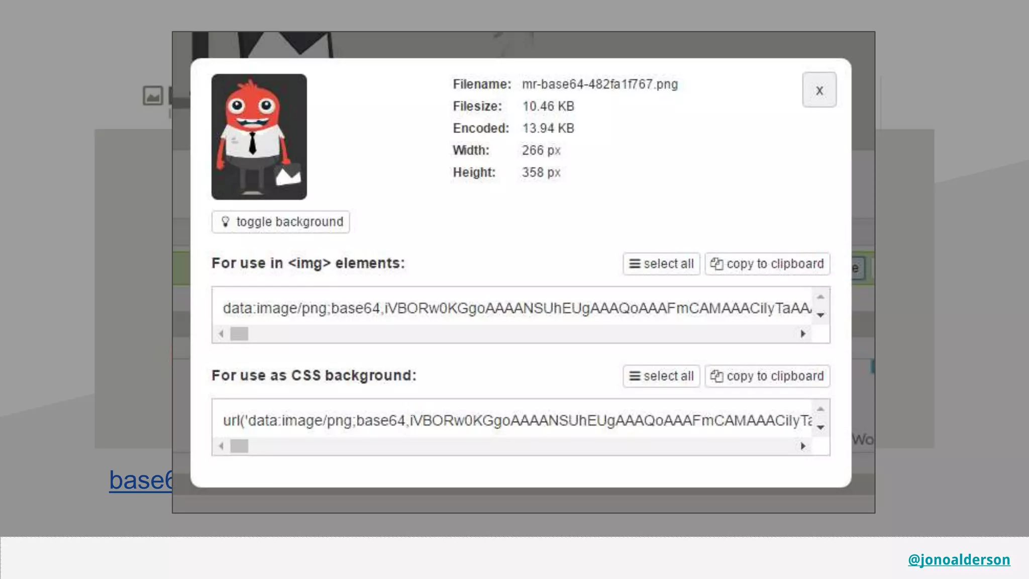 @jonoalderson
base64-image.de
@jonoalderson
 