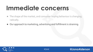 @jonoalderson
● The shape of the market, and consumer buying behaviour is changing
radically.
● Our approach to marketing, advertising and fulfillment is straining.
Immediate concerns
 