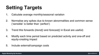 Setting Targets 
1. Calculate average monthly/seasonal variation 
2. Normalise any spikes due to known abnormalities and c...