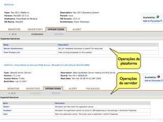 Operações da
 plataforma



Operações
do servidor




               10
 