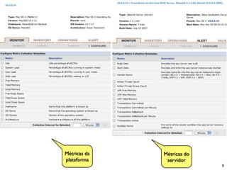 Métricas da   Métricas do
plataforma     servidor
                            9
 