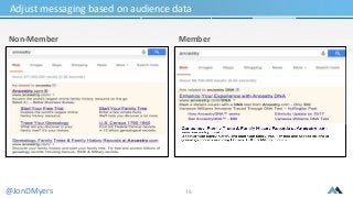 Adjust messaging based on audience data 
Non-Member Member 
16 
@JonDMyers 
 