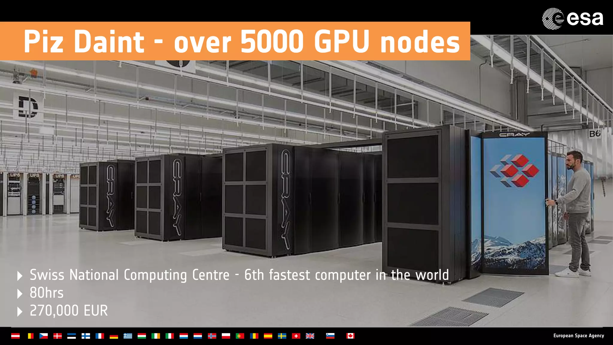 ‣ Swiss National Computing Centre - 6th fastest computer in the world
‣ 80hrs
‣ 270,000 EUR
Piz Daint - over 5000 GPU nodes
 