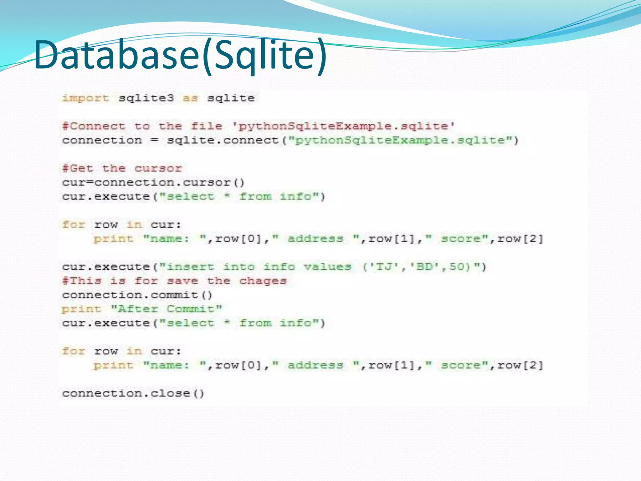 Database(Sqlite)
 