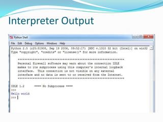 Interpreter Output
 