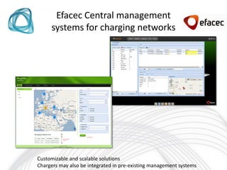 Efacec Central management
     systems for charging networks




Customizable and scalable solutions
Chargers may also be integrated in pre-existing management systems
 