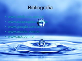 Bibliografia  www.wikilivros.com.br www.suapequisa.com.br www.google.com.br www.escola.com.br www.ask.com.br 