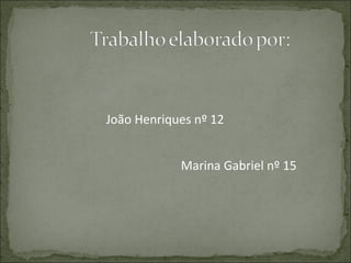 João Henriques nº 12 Marina Gabriel nº 15 