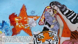 (...) vemos isso nas representações do céu: eles aparecem na parte
superior (como conceitualmente não poderia deixar de ser), são céus
simbólicos, cuja Lua é também simbólica (o destaque às crateras
características), assim como o Sol (a síntese do Sol-corpo-celeste com
sua idéia de estrela: as chamas e explosões da transformação de
Hidrogênio em Hélio contidas no formato de pentagrama regular).

 