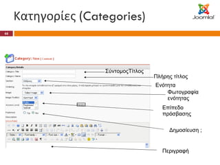 Κατηγορίες ( Categories) ΣύντομοςΤίτλος Πλήρης τίτλος Ενότητα Επίπεδο πρόσβασης Δημοσίευση ; Περιγραφή Φωτογραφία ενότητας 