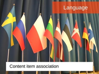 Language
Content item association
 