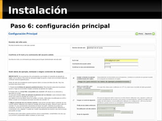 Instalación Paso 6: configuración principal 