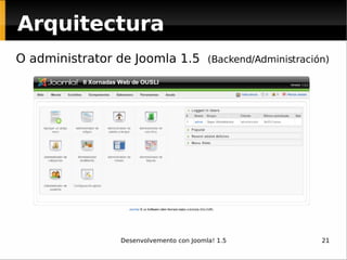 O administrator de Joomla 1.5  (Backend/Administración) Arquitectura 