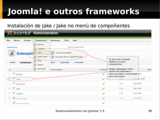 Joomla! e outros frameworks Instalación de Jake / Jake no menú de compoñentes 