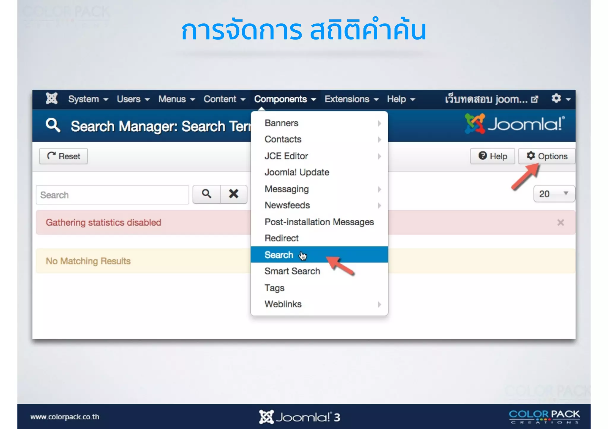 การจัดการ สถิติคำค้น
 