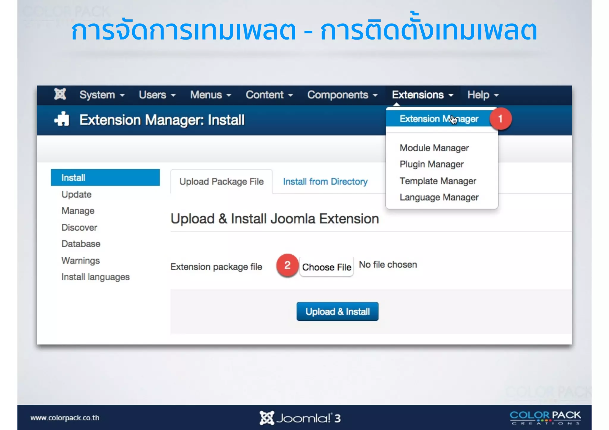 การจัดการเทมเพลต - การติดตั้งเทมเพลต
 
