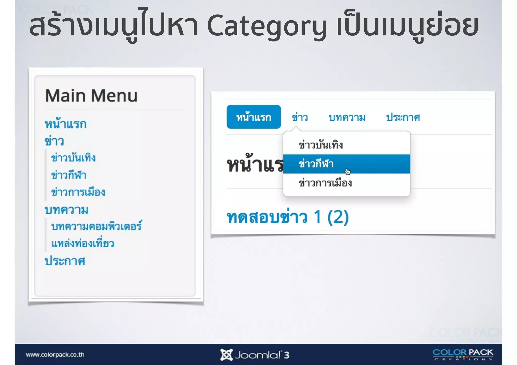 สร้างเมนูไปหา Category เป็นเมนูย่อย
 