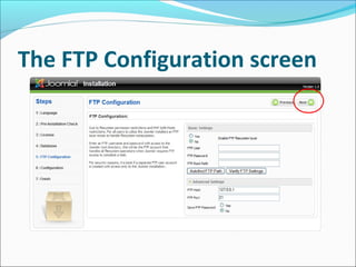 The FTP Configuration screen

 